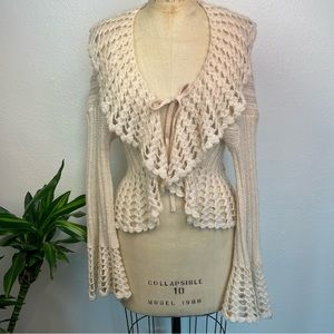 🎀 Beautiful Knit Crochet Cardigan from Newport News in Size Small🎀